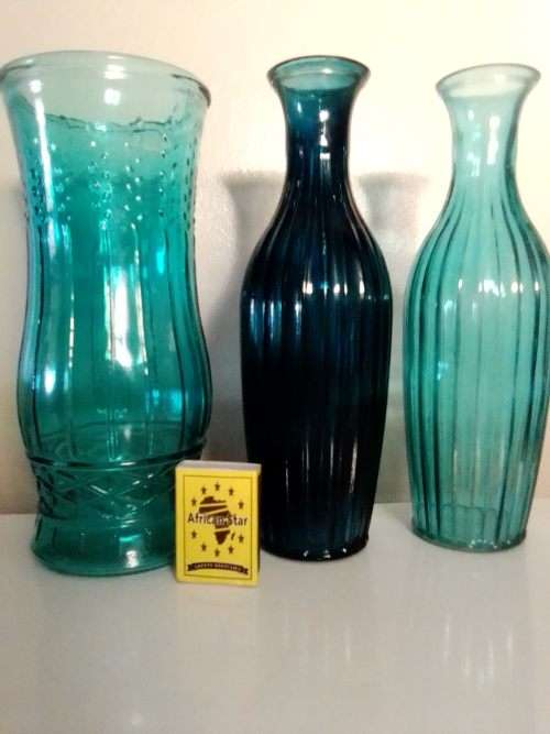 Three coloured 22cm Tall Vase`s. All in good used condition