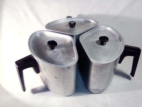 Found on a Farm Rare Set of Vintage Krost Cookpride Three quarter lidded pots in very good condition