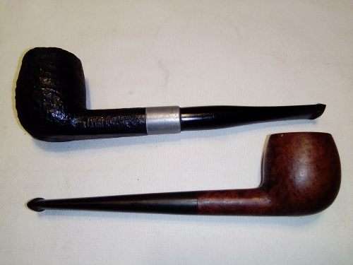 A vintage smokers companion lot. 2 Signed Pipe`s,Lighter, Weather station,Smokers Companion.