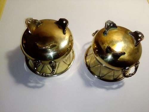 Reserved For: NA Maclean. A set of rare vintage Indian Brass three-legged pot`s in good condition.