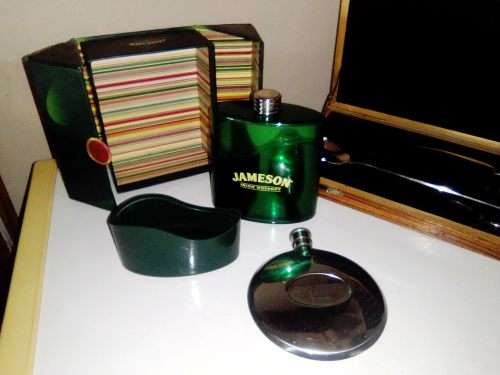 Collectible Mainstay pure cane spirit bottle + Hip Flask`s. (VSOP,Jameson)