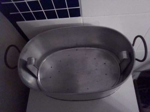 A Huge Country house steamer kitchen Aliminium dome lided pot with hook out Trivet tray.