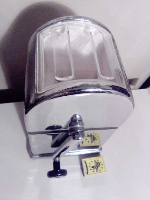 Man Cave must. Vintage manual opperated Ice crusher  complete with slinger and bin`s.