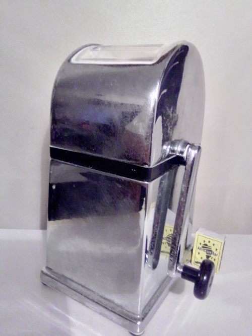 Man Cave must. Vintage manual opperated Ice crusher  complete with slinger and bin`s.