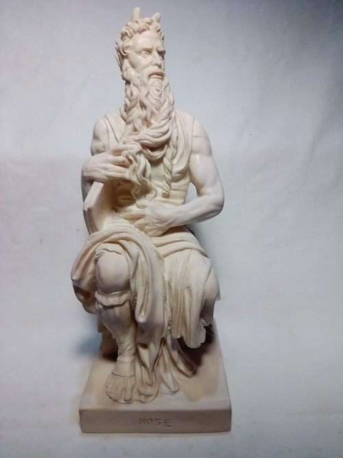 A vintage signed `A Santini` Moses. A replica of Michelangelo`s Moses in St Pieter in Rome.