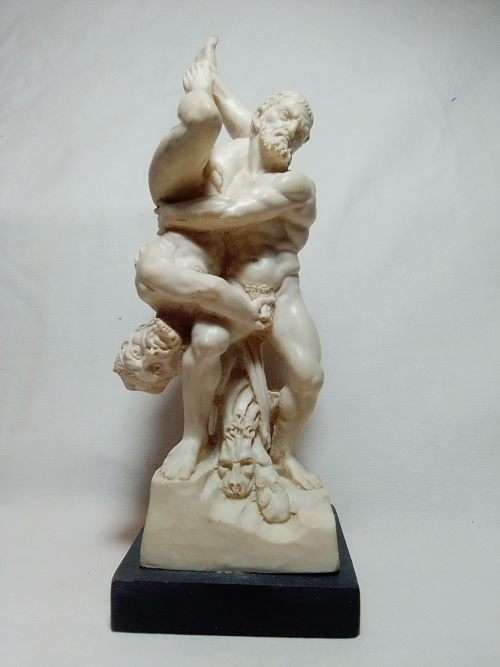 A Santini Detailed  Herceles wrestling and defeating Demastos and fed him to the man-eating horses.