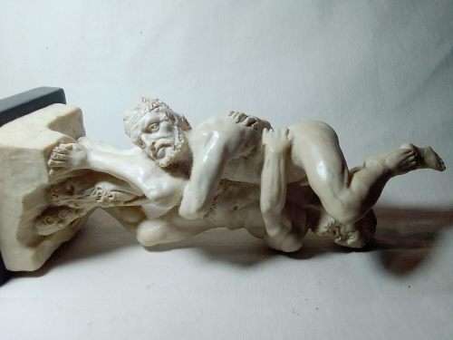 A Santini Detailed  Herceles wrestling and defeating Demastos and fed him to the man-eating horses.