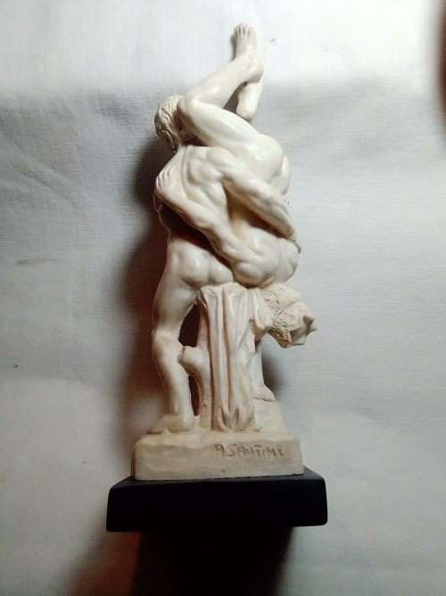 A Santini Detailed  Herceles wrestling and defeating Demastos and fed him to the man-eating horses.