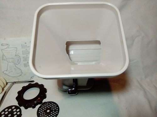 In Good working order. Original box. Prestage Mincer made in ITALY. hand driven, table suction.