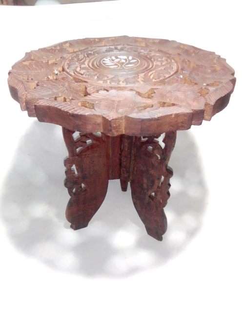 Wow a Rare Sheesham wood Indian fold up side table with flower motif.