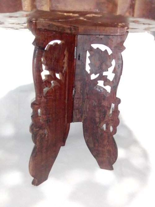 Wow a Rare Sheesham wood Indian fold up side table with flower motif.
