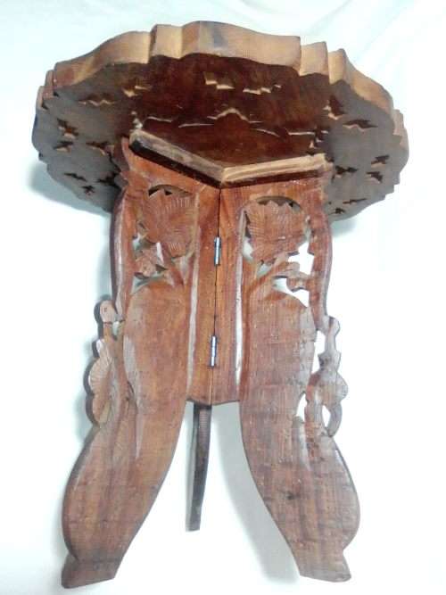 Wow a Rare Sheesham wood Indian fold up side table with flower motif.