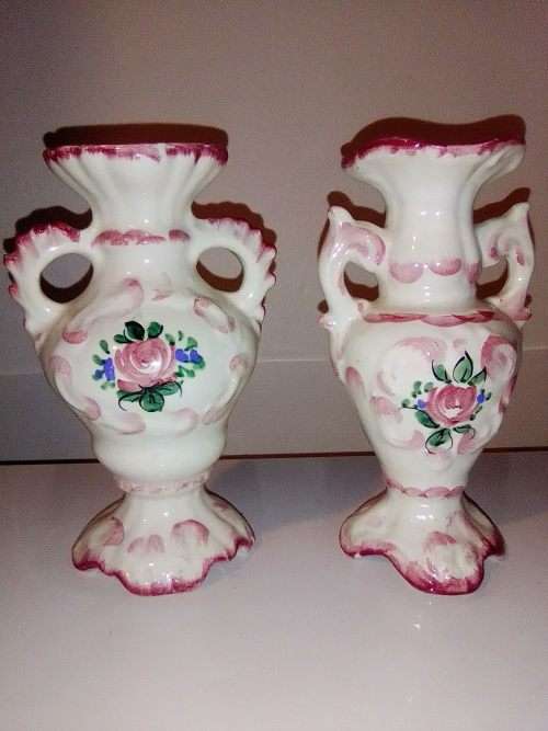 WoW A Vintage lot of Vases Made in Italy 15cm Tall x 2 and Poland x 2 and a footed Egg cup.