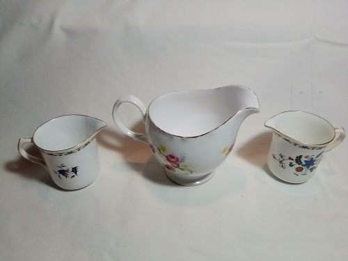Three Old Vintage Milk Jug. Large one is `Queen Anne` 2 smaller one is `Shelly`
