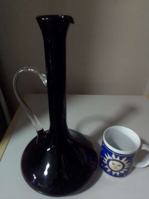 Awsome Amethyst mouthblowen from Sweden a Large with handle Vase 34cm Tall.