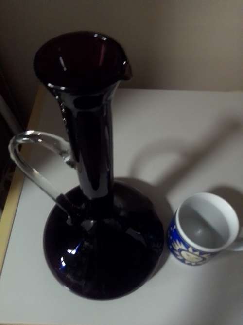Awsome Amethyst mouthblowen from Sweden a Large with handle Vase 34cm Tall.