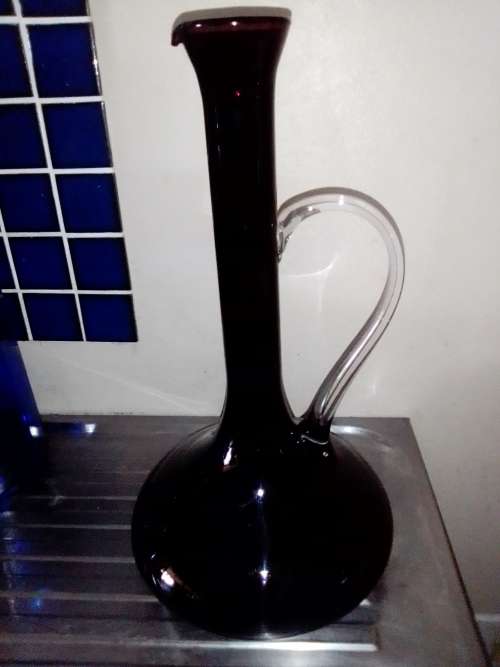 Awsome Amethyst mouthblowen from Sweden a Large with handle Vase 34cm Tall.