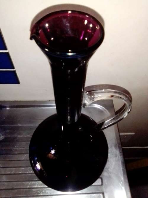 Awsome Amethyst mouthblowen from Sweden a Large with handle Vase 34cm Tall.