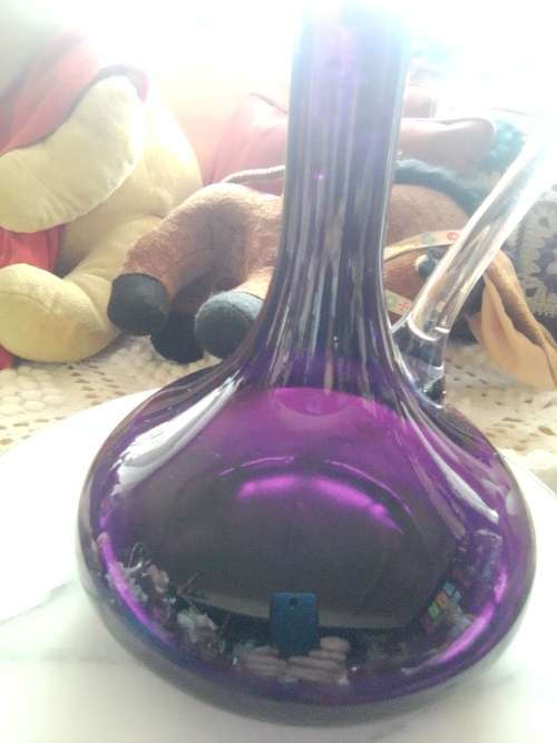 Awsome Amethyst mouthblowen from Sweden a Large with handle Vase 34cm Tall.