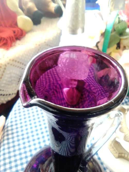 Awsome Amethyst mouthblowen from Sweden a Large with handle Vase 34cm Tall.