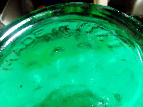 Scarce Vintage Green Bubble Empoli Genie Decanter Italian Art Glass. Stamped made in Italy.