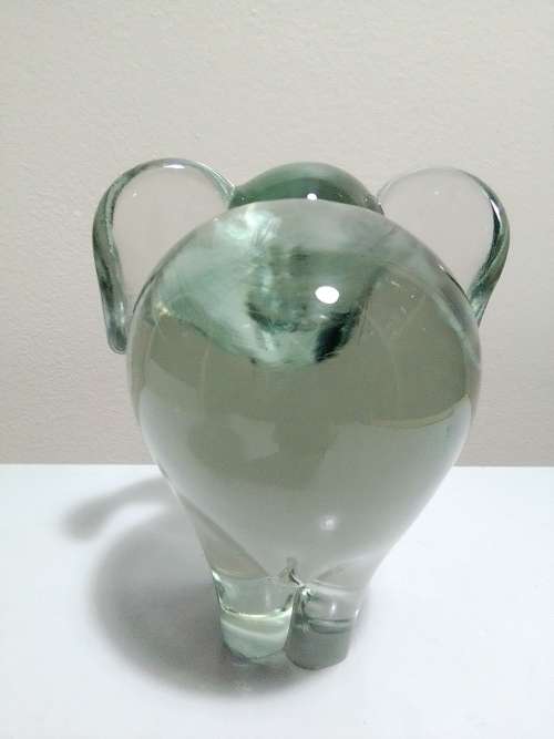 A Signed: ` HANDMADE NGWENYA GLASS KINDOM OF SWAZILAND` Large glass Elephant. 115mm Tall.