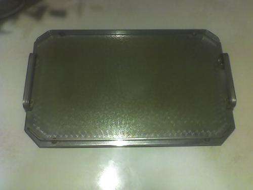 Old Art Deco  EPNS Tray with 2 handels & wood base Needs TLC Postage R48. + 2% Inc.