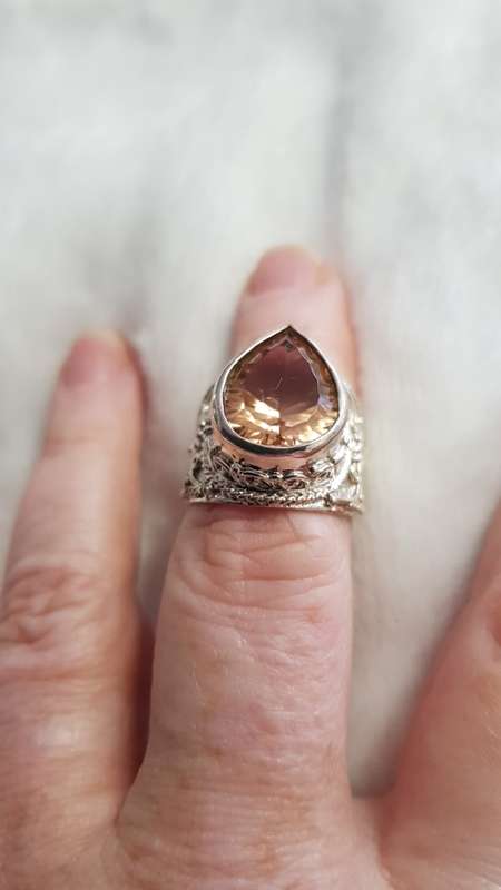 Morganite Sterling Silver chunky ring