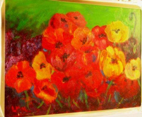 POPPIES FOR PLEASURE   Oils Framed