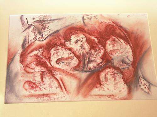 cONVERSATIONS. cONTE CRAYON.NOT FRAMED.... WITH mOUNT ON PIC