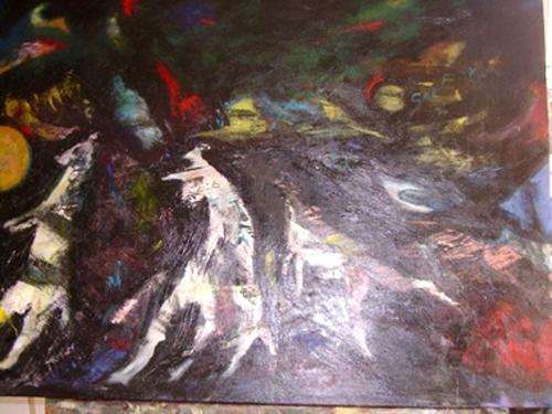 FINDING OUR WAY.   OILS. CANVAS BLOCKED.    Contemporary.**Special  price