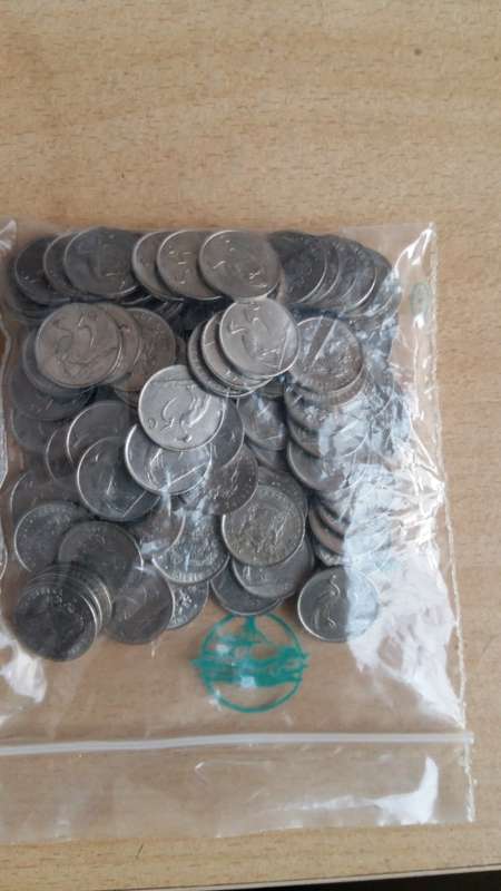 100 x Old South African 5c coins from 1980's