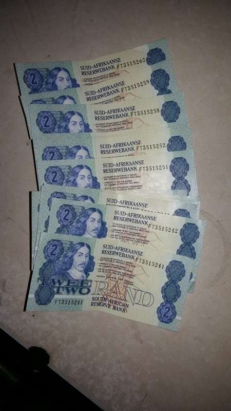 Old South African Gerhard de Kock R2 Notes (20) - In Full sequence! FT 3515241 to FT 3515260