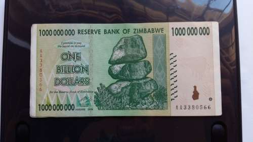 Zimbabwe one Billion Dollar note