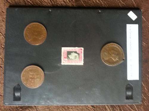 King George V, Medallion 1937, 2 x 1936 penny, 1d Kroning seel