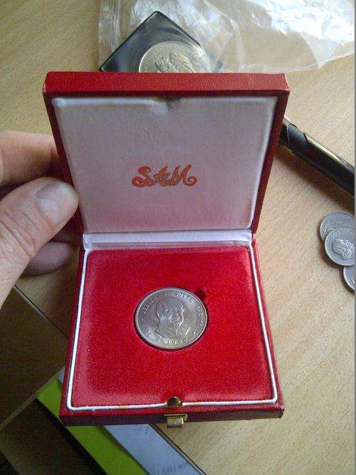 Springbok 1990 R1 coin - PW Botha in SAM Box