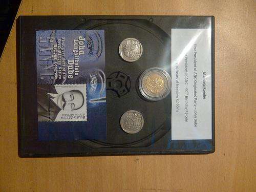 First president and best president - Mandela ( 90th birthday R5)  and John Dube stamp