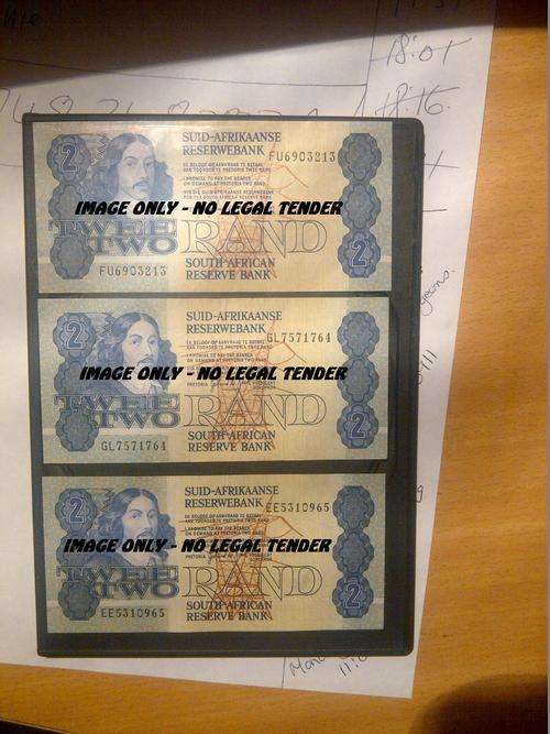 Gerhard de Kock - 3 x new R2 notes : FU 690 3213, GL 757 1764, EE 531 0965