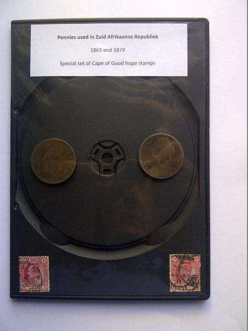 Pennies used in Zuid Afrikaanse Republic - 1863 and 1879 - Rare dates ( Cape of Good Hope stamps)