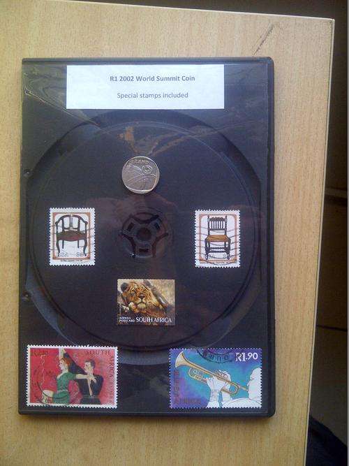 World Summit 2002 R1 coin - Excellent condition! with special stamps