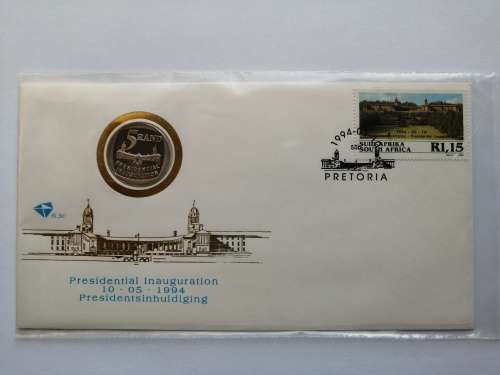 RSA FDC with 1994 Presidential inauguration R5 proof coin
