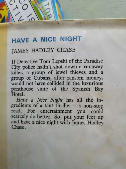 Hardcover James Hadley Chase - Have a nice night: 1982