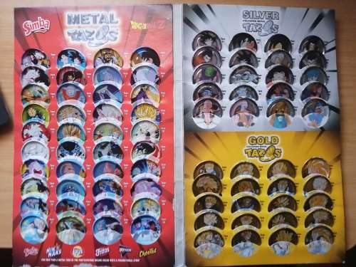 DragonBall Z Metal Tazos complete set in Collectors Album - Metal/Silver and Gold