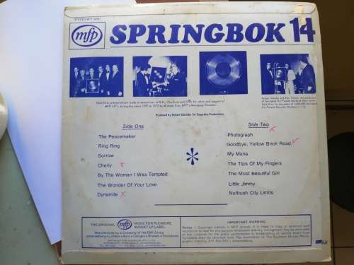SPRINGBOK HIT PARADE Vol 14 LP Vinyl Record