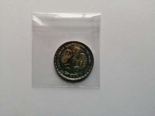 South Africa Reserve Bank 100 Years R5 coin - Mandela R5 coin on it in almost mint condition