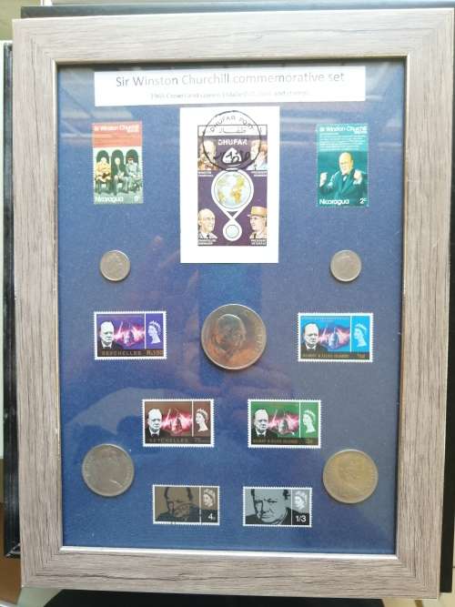 Sir Winston Churchill set with stamps and Commemorative crown from 1965