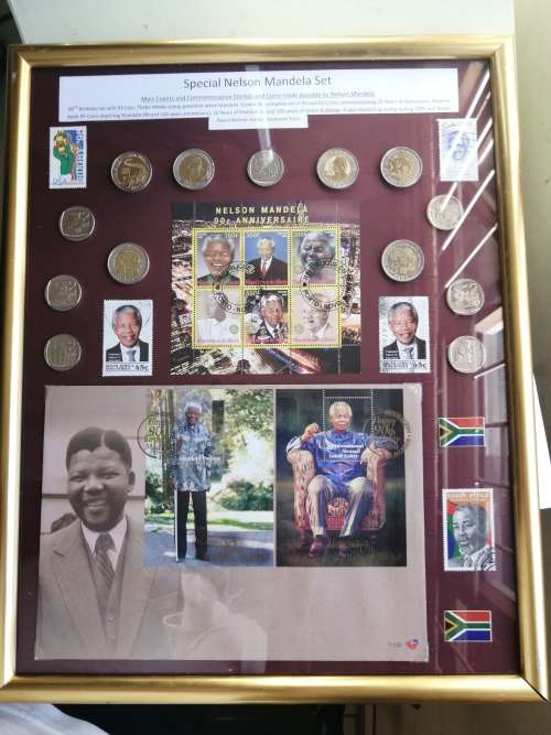 Mandela special events set with coins and Stamps in frame
