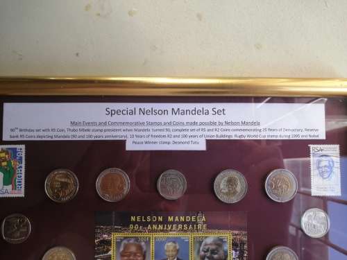 Mandela special events set with coins and Stamps in frame