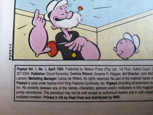 Popeye - Brutus vs the sailor man 1st SA Issue APR #1 1995