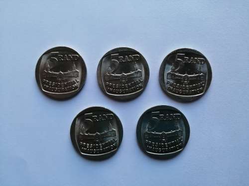 5 x Mandela Presidential Inauguration R5 coins in great condition!